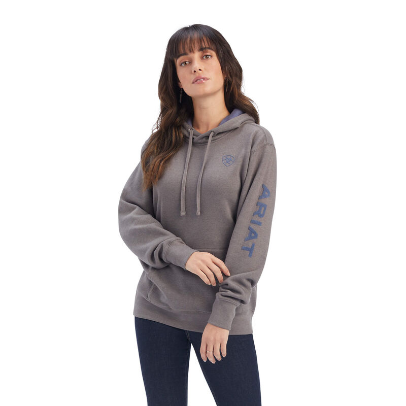 Ariat Hoodie Damen - Real Arm Logo Grau ( XEKMO-3240 )